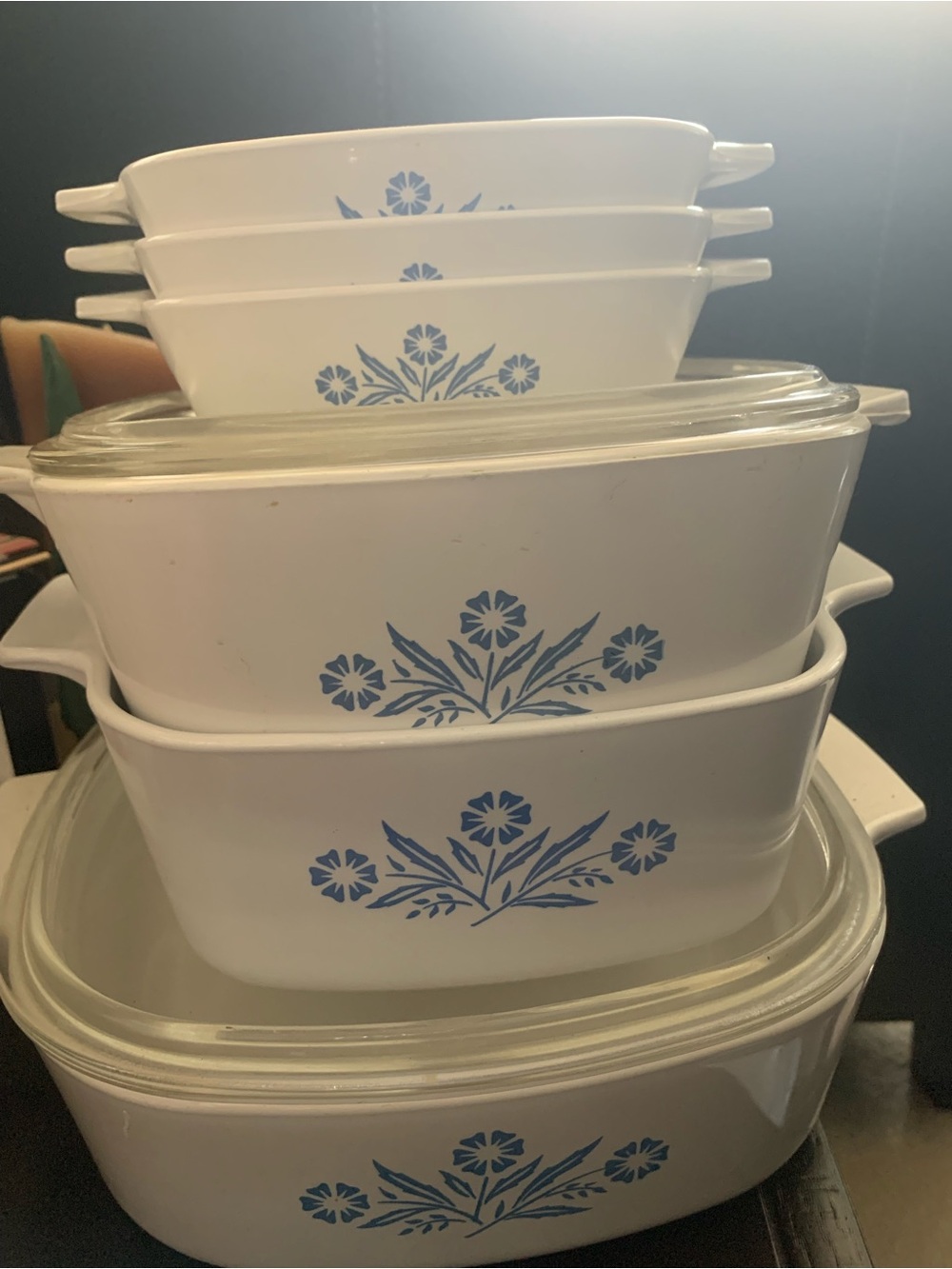 Corningware Vintage Blue Cornflower Casserole Set